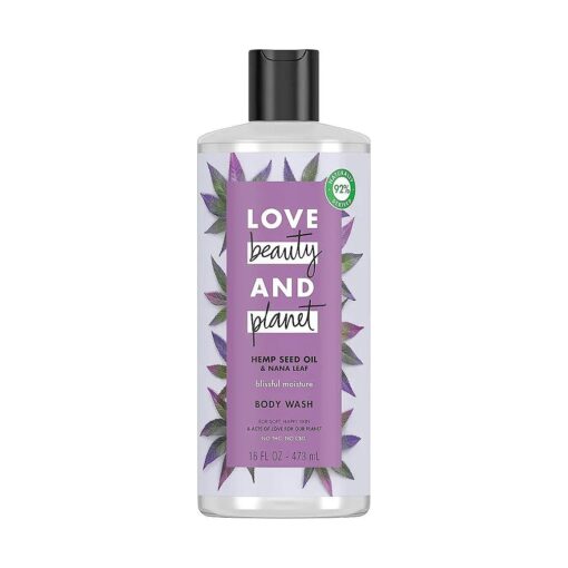 Love Beauty and Planet Body Wash Blissful Moisture for Dry Skin Hemp Seed Oil & Nana Leaf Vegan, Sulfate-free, Paraben-free, Cruelty-free 16 oz