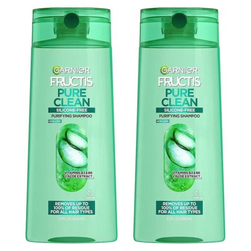 Garnier Fructis Pure Clean Purifying Shampoo, Silicone-Free, 22 Fl Oz, 2 Count ( Packaging May Vary )