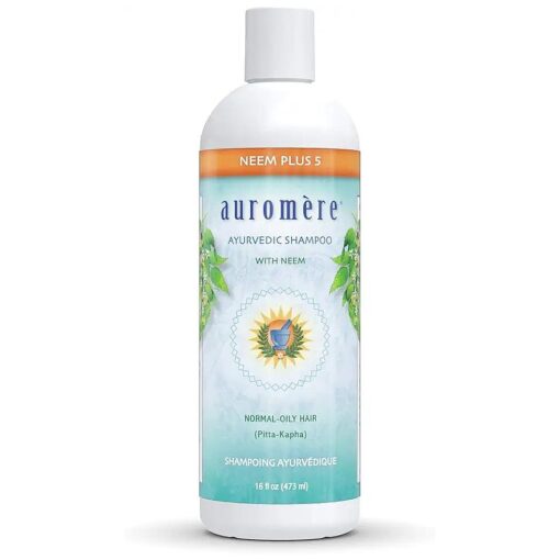 Auromere Ayurvedic Shampoo, Neem + 5 - Vegan, Cruelty Free, Non-GMO, Natural, Gluten Free, Sulfate Free, Paraben Free for Normal to Oily Hair ( 16 fl oz ), 1 Pack