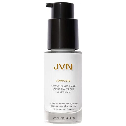 JVN Complete Blowout Styling Milk Heat Protector Cream, Anti-Humidity, Smooths Protects - Travel Size