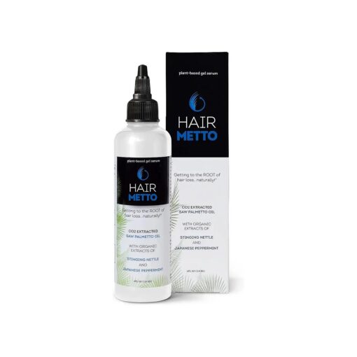 HAIRMETTO ( r ) Topical Hair DHT Blocker Serum for Hair Loss, Hair Regrowth with Saw Palmetto Oil, Stinging Nettle Oil, Rosemary Oil, Soothes Dry Scalp, Non-Oily, Peppermint Scent, 4oz Bottle