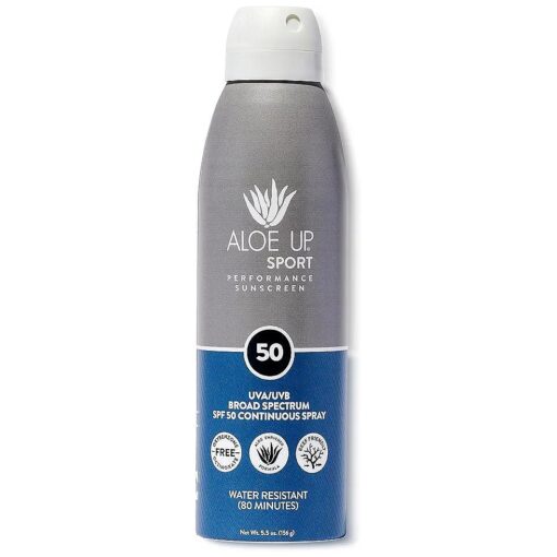 Sport Continuous Spray Sunscreen SPF 50 - Broad Spectrum UVA/UVB Sunscreen Protector for Face and Body - With Aloe Vera Gel - Fast Absorbing Sheer Formula - Reef Safe - Fragrance-Free - 6 Oz