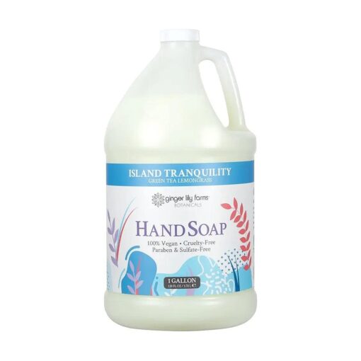 Ginger Lily Farms Botanicals All-Purpose Liquid Hand Soap Refill, Island Tranquility, 100 % Vegan & Cruelty-Free, Green Tea Lemongrass Scent, 1 Gallon ( 128 fl oz )