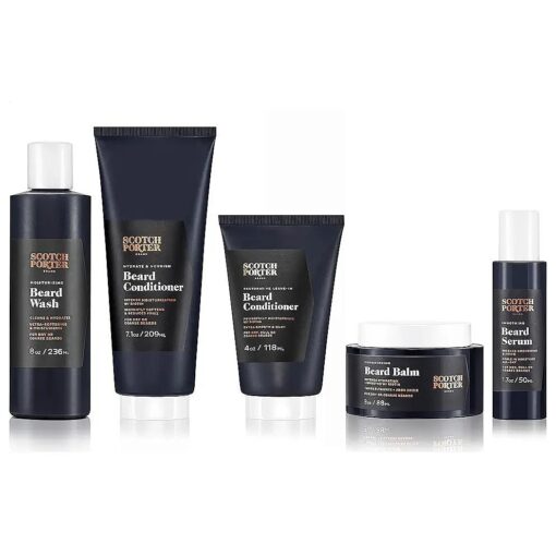 Scotch Porter Superior Beard Collection | Includes Beard Wash, Conditioner, Leave-in Conditioner, Balm, Serum | Free of Parabens, Sulfates & Silicones | Vegan