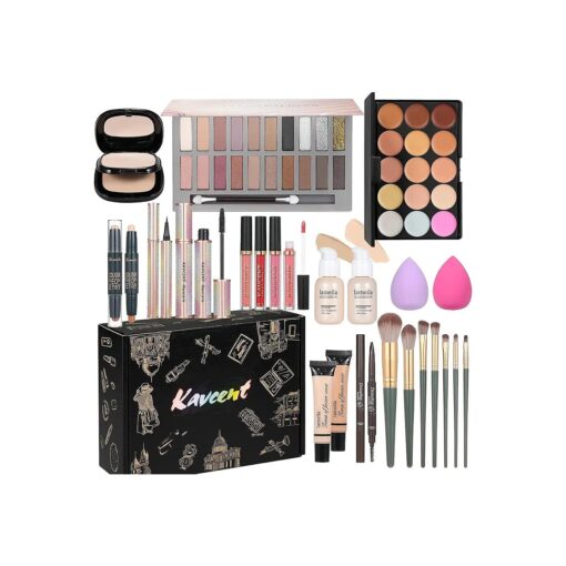 Makeup Kit for Teens and Women - Full Makeup Set With Eyeshadow, Lipgloss, Foundation, Concealer and Makeup Brushes