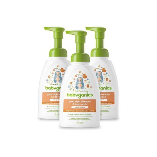 Babyganics Baby Shampoo + Body Wash Pump Bottle, Orange Blossom, Non-Allergenic and Tear-Free, 16 Fl Oz ( Pack of 3 ), Packaging May Vary