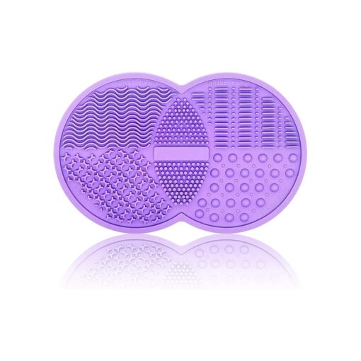 Makeup Brush Cleaning Mat, Silicone Makeup Brush Scrubber, Makeup Brush Cleaner Pad, Cosmetic Brush Cleaner, Brush Cleaning Pad, Suitable for Makeup Brush, Makeup Sponge, Powder Puff ( Purple )