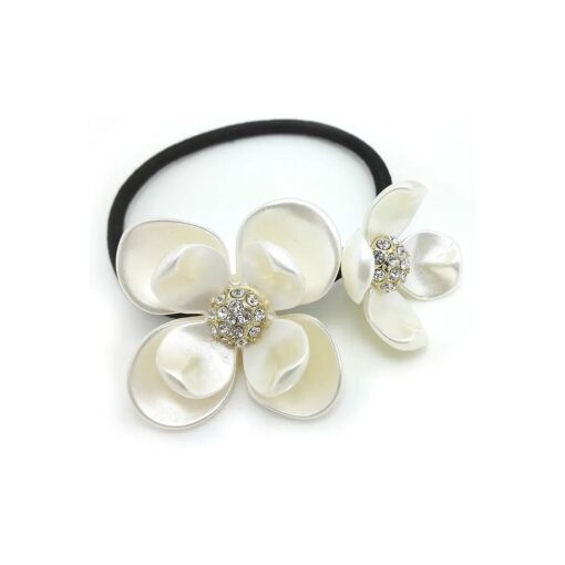 Crystal Flowers Ponytail Holder Hair Tie ( B79 )