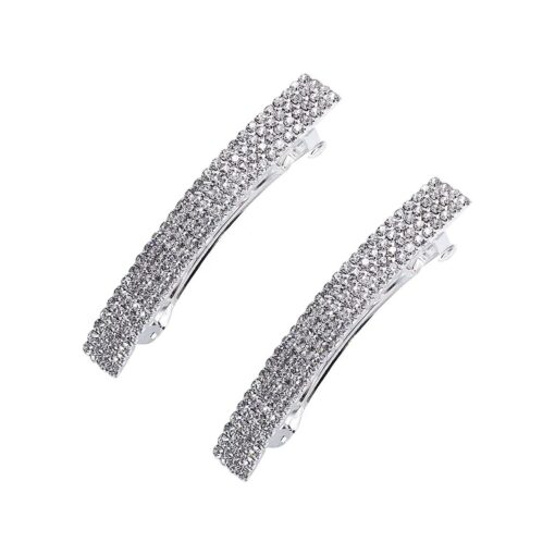 Crystal Hair Barrette 2 Pcs Sparkly Rhinestone Crystal Hair Clip French Design Bridal Fashion orgeous Bling Rhinestone Hair Clips Gorgeous Bling Rhinestone Hair Clips Ponytail Holder Side Clips 2.55