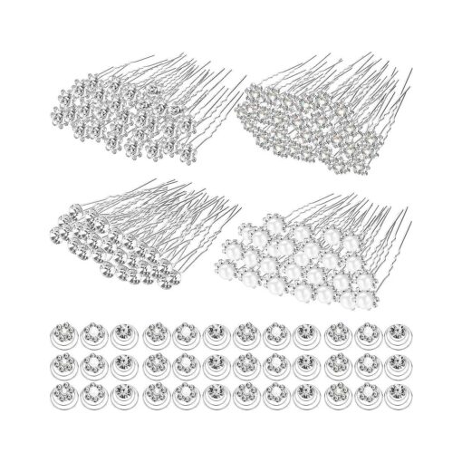 Yaomiao 116 Pcs Rhinestone Hair Pins Wedding Bridal Hair Accessories Crystal Pearl Hair Clips Flower Spiral Hairstyles Pin Swirl Hair updo Twists Coils for Women Girl Wedding Prom Party