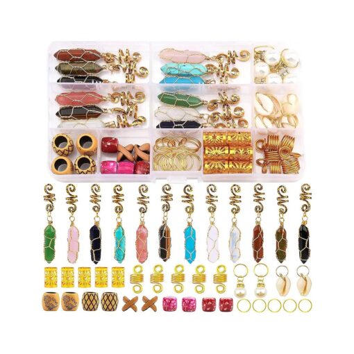 Messen Dreadlocks Jewelry Crystal Wire Wrapped Braids Hair Accessories Imitation Wood Beads Cuffs Coils Rings Pearl Pendants