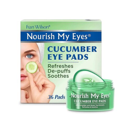 Fran Wilson NOURISH MY EYES Cucumber and Green Tea Pads - 36 Pads each At-Home Spa Treatment to reduce puffiness Revitalize Your Eyes : Easy-to-Use Cucumber Eye Pads for Dark Circles ( Pack of 2 )