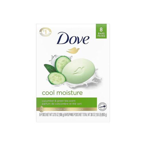 Dove Skin Care Beauty Bar For Softer Skin Cucumber And Green Tea More Moisturizing Than Bar Soap 3.75 oz, 8 Bars