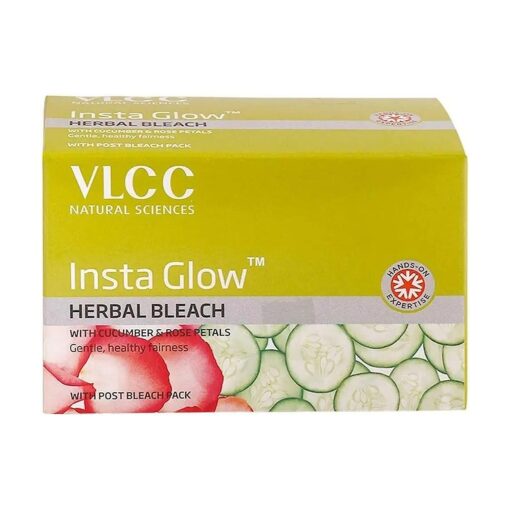 Vlcc Insta Glow Herbal Bleach With Cucumber & Rose Petal For Fairness 54 gm