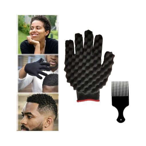 Hair Curl Sponge Gloves, Magic Curly Barber Curling Twist Sponge Gloves Brush, Hair Brush Sponges for Black Men Curls Natural Hair Women ( 1pcs )