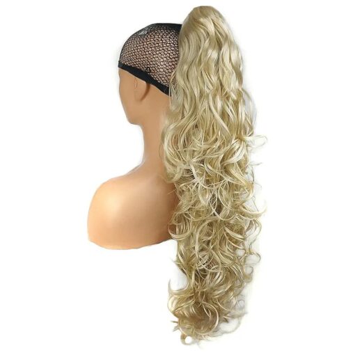 Lydell 30" Long Curly Styled Clip In Claw Ponytail Hair Extension Synthetic Hairpiece 280g with a jaw/claw clip ( 613 Light blonde )