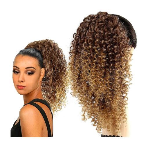 YXCHERISHAIR Afro Kinky Curly Ponytail Extensions for Black women Curly Drawstring Puff Fluffy Ponytail Clip in Hairpieces ( # 33/27 )