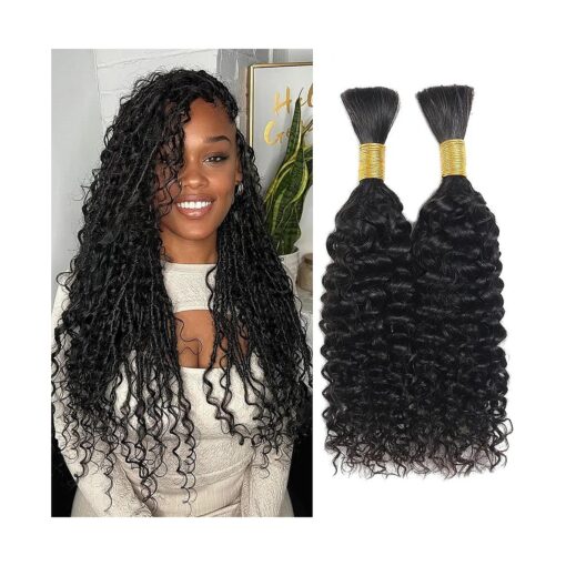 Human Braiding Hair Curly Bulk Human Hair for Braiding No Weft Human Hair Bundles for Braiding Wet and Wavy Human Hair Braiding Hair for Boho Box Braids 100g Per Pack CNZZJX