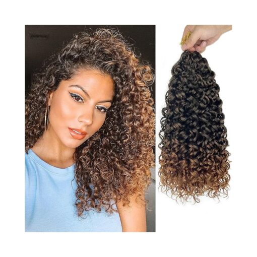 Gogo Curl 14 Inch 8 Packs Curly Crochet Hair for Black Women Ombre Dark Brown Color Wavy Beach Curls Crochet Hair Water Wave Crotchet Hair Synthetic Curly Braiding Hair Extensions ( 14inch 8pack, 1b/30 )