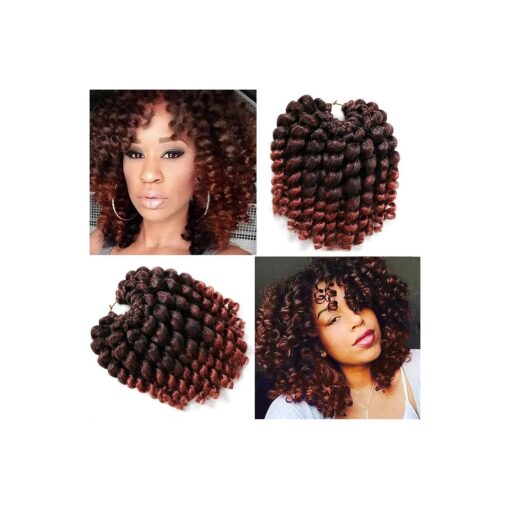 8 Inch Jamaican Bounce Crochet Hair 22 Strands Jumpy Wand Curl Crochet Hair 4 Packs Curly Crochet Hair for Black Women ( 8 Inch 4 Packs, T1B-350 # )