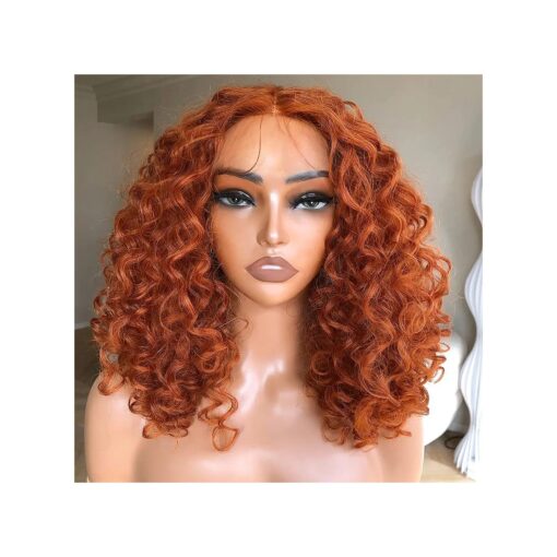 BlackSwern Ginger Wig, Curly Lace Front Wigs Pre Plucked, HD Glueless Lace Curly Wig for Black Women, Big Curly Wig Ginger Orange Color