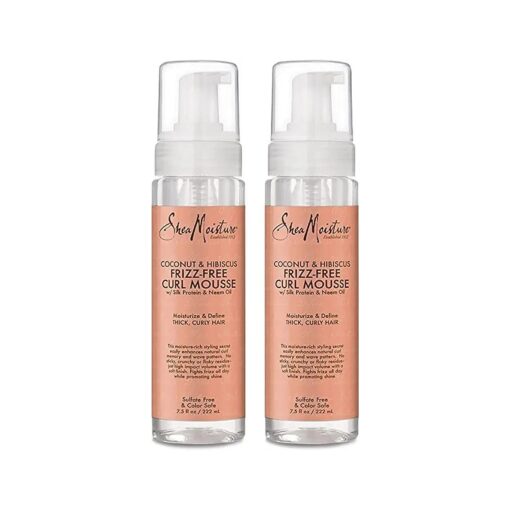 SheaMoisture Curly Hair Products, Coconut & Hibiscus Curl Mousse, Frizz Free Hair with Silk Protein & Neem Oil, Pack of 2-7.5 Oz Each