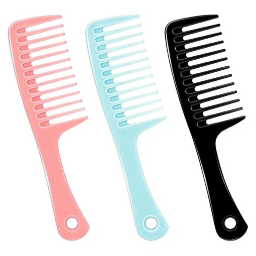 3Pcs Wide Tooth Detangling Comb : Wide Tooth Comb and Large Hair Detangling Comb, Durable Hair Brush for Best Styling and Professional Hair Care, Suitable for Curly Hair, Long Hair, Wet Hair, Wide Tooth Comb for Curly Hair ( Pink|Blue|Black )