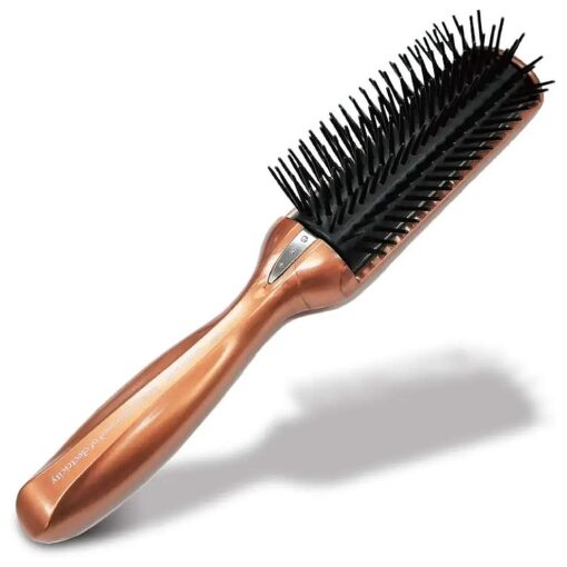 Anti Static Hairbrush [ Made in Japan ] 7 Row Curly Hair Brush for Styling, Blow-Drying, and Detangling, Static Free Hair Brushes for Women [ Anti Static Hair Products ] ( Gold )