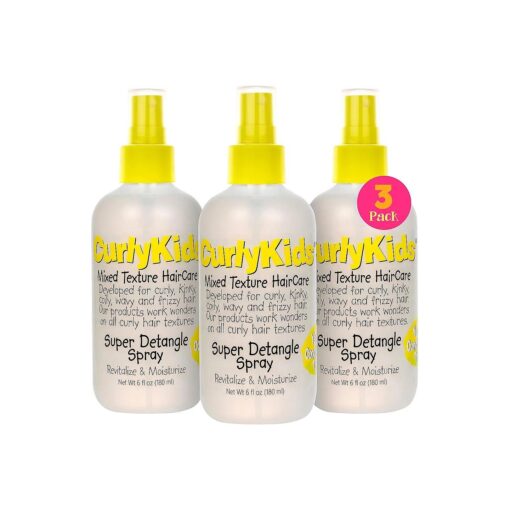 Super Detangling Spray | Frizz Control Hair Detangler Spray for Kids, Hair Care for Kinky, Wavy & Curly Hair, Sulfate & Paraben Free, 3 Pack