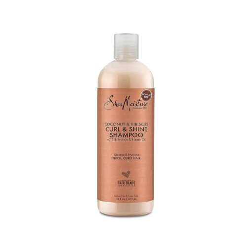 Shea Moisture Curly Hair Products, Coconut & Hibiscus Curl & Shine Shampoo, Shea Butter, Coconut Oil, Vitamin E, Sulfate Free Shampoo, Anti Frizz, Family Size, 16 Fl Oz