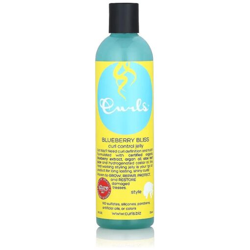 Curls Blueberry Bliss Control Jelly - Define & Defrizz - Wash and Go 's, Twist Outs, Braid Outs, and Roller Sets - For Wavy, Curly, and Coily Hair Types 8oz