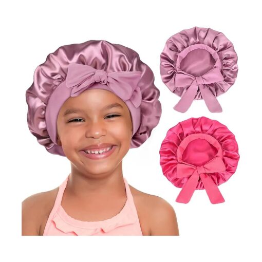 YANIBEST 2 PCS Baby Bonnet Silk Bonnet for Kids Sleeping Cap Curly Natural Hair Silk Bonnets for Girls Boys Infant