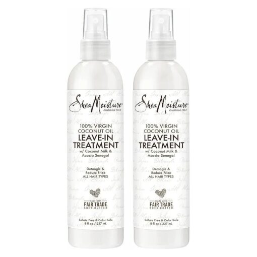 SheaMoisture Curly Hair Products, Leave in Conditioner Spray, 100 % Virgin Coconut Oil, Hair Care, Detangler Spray, Shea Butter and Coconut Milk, Anti Frizz Hair Products ( Pack of 2-8 Fl Oz Ea )