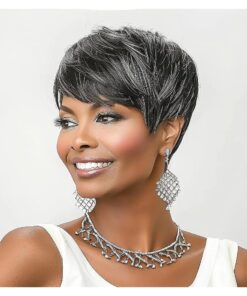 Pixie Cut Wig Short Wigs for Black Women Pixie Black Mixed With Grey Short cut Wigs Pixie Cut Wig for Black Women