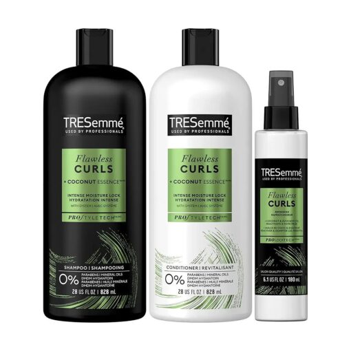 TRESemme Pro Care Curls Shampoo and Conditioner Set Plus Flawless Curls Leave-In Conditioner Spray with Coconut Oil - Sulfate-Free Shampoo & Conditioner, Hair Care Gift Set for Women ( 3 Piece Set )