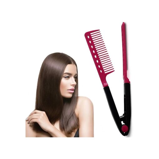 Hair Straightening Comb for Flat Iron - Professional Comb Hair Straightener Heat Resistant Styling Comb with A Firm Grip for Brazilian Keratin Treatment and Straightening Using Iron/Blow Dryer