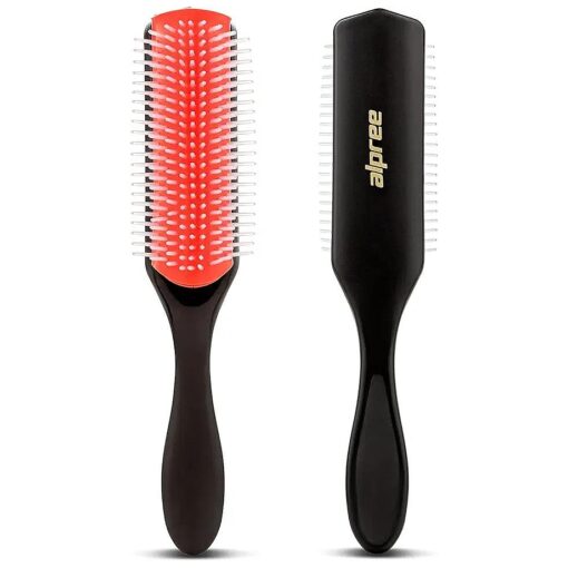 Classic Styling Hair Brush 9 Row - For Natural, Thick, Curly Hair | Classic Nylon Bristle Styling & Detangler, Great For Creating Ringlets, For Separating, Shaping & Defining Curls -