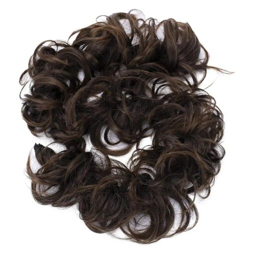 CAISHA Hairpiece Hair Wrap Heat-resistant Synthetic Fibres Curly Messy Updo Brown HW24