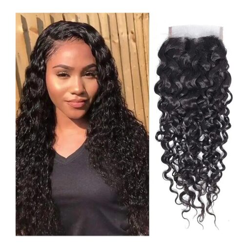 Brazilian Virgin Curly Lace Closure 4x4 Three Part Unprocessed Virgin Human Hair Curly Lace Closure Natural Black 8 inch