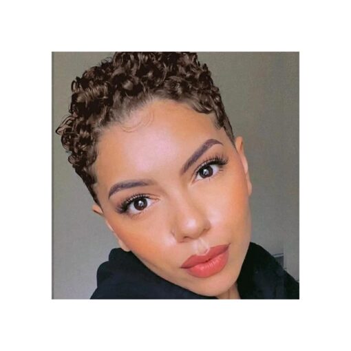 Short Pixie Cut Wigs for Black Women Drak Brown Short Wigs for Black Women Synthetic Curly Hair Pixie Cut Wig Short Cut Wigs for Black Women