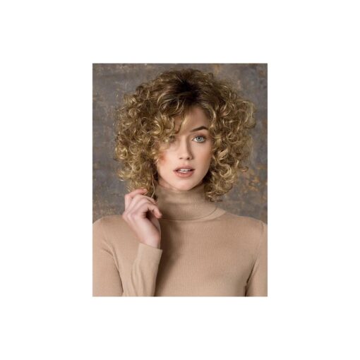 GNIMEGIL Short Curly Synthetic Wigs for Women Ombre Dark Blonde Loose Afro Kinky Cosplay Wig 80s Dark Roots Hair Halloween Costume Wigs for Ladies Bad Hair Days Party Wig