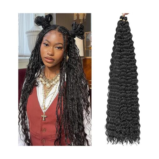 Ocean Wave Crochet Hair 30 Inch 7 Packs Curly Braiding Hair Deep Wave Crochet Hair for Black Women Bohemian Twist Crochet Braid ( 30 Inch ( Pack of 7 ), 1B )