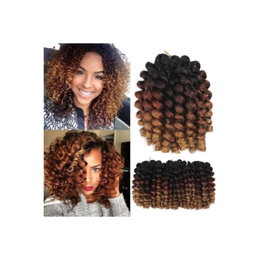 Ombre Wand Curl Crochet Braids Hair - 8 Inch Ringlet Twist Extensions with Jamaican Bounce ( 3 PCS, 1B/30/27 )