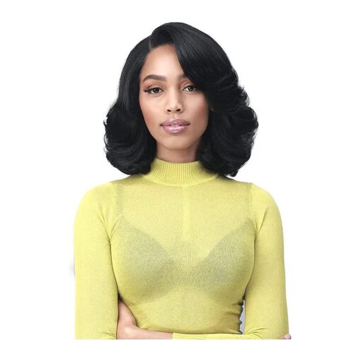 BOBBI BOSS 13X7 HD Lace Bob Curly Synthetic Wig - MLF602 NATALIA, Wavy Short Wigs with Baby Hairs, Glueless Lace Free Part Wig with High Heat Resistant Wigs ( TFLW/UMBER ), 1 Count ( Pack of 1 )