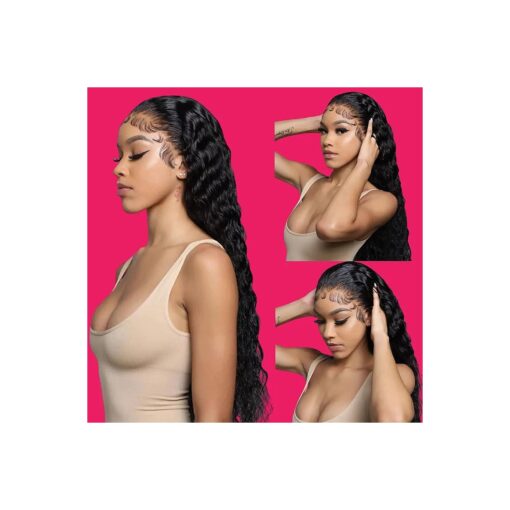 13x4 Water Wave Lace Front Wigs Human Hair 12A Curly Frontal Human Hair Wigs for Women Hd Glueless Wigs Human Hair Pre Plucked with Baby Hair 18inch