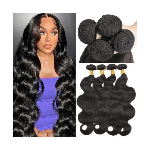 Oxcart 12A Human Hair Bundles 18 20 22 24 Inch Body Wave Bundles Human Hair 100 % Unprocessed Brazilian Virgin Weave Hair Bundles Deals Human Hair 4 Bundles Human Hair Extensions Natural Color