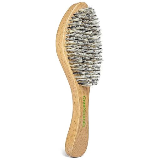 GranNaturals Extra Hard Wave Brush - Curved Boar & Extra Hard Nylon Bristle Hair Brush for 360 Waves