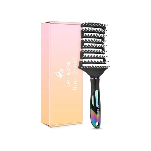 Hair Brush, Curved Vented Detangling Hair Brushes for Women Men Wet or Dry Hair, Faster Blow Drying Styling Professional Vent detangler brush for Curly Thick Wavy Thin Fine Long Short Hair ( Black )