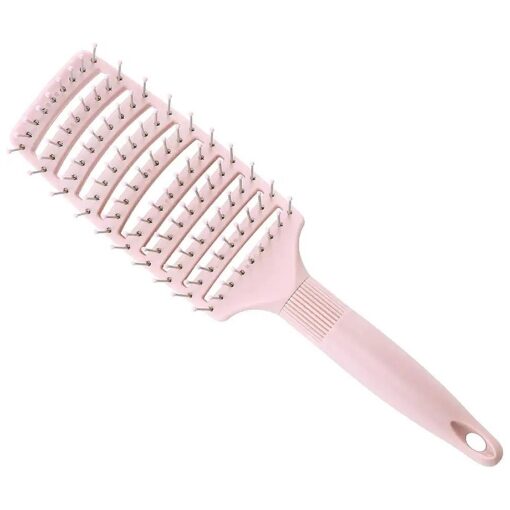 Curved Vented Hair Brush Fast Drying Detangling Massage Brushes for Long Wet Dry Thick Thin Curly Natural Hairs Women| airflow- From easyFlowing Pink Blue Green ( Pink )