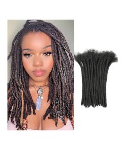 0.8cm Width 4Inch 10 Strands Dreadlock Extensions Real Human Hair 100 % Handmade Permanent Loc Extensions Human Hair for Women/Men Can Be Curled and Bleached ( width 0.8cm # 1B color )